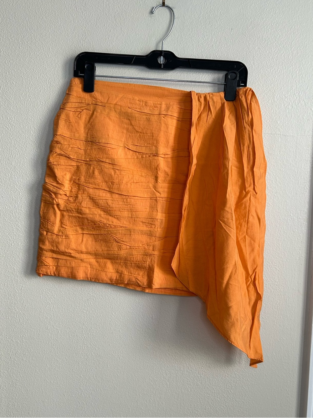 ASOS Design Orange Textured Asymmetric Draped Side Sash Mini Skirt Size 6